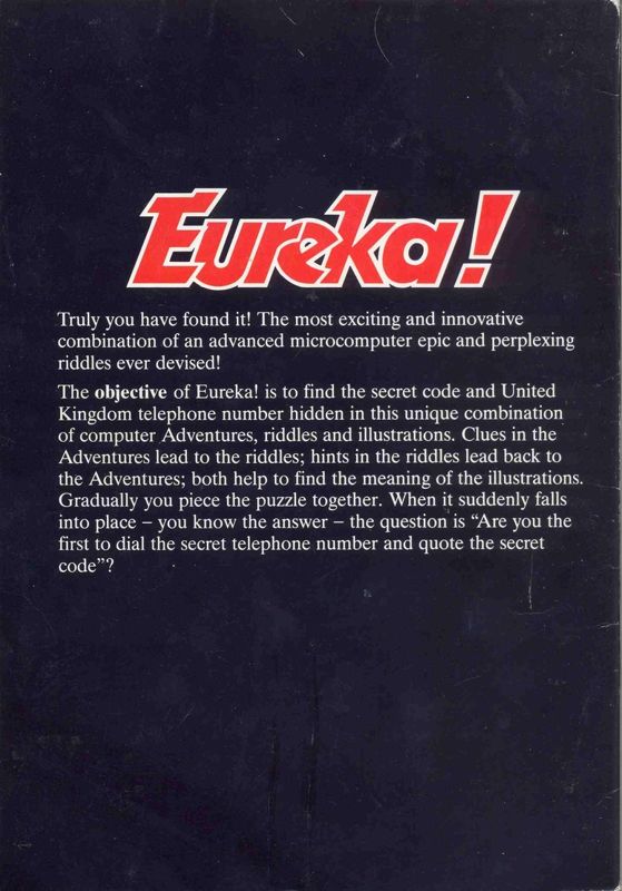 Manual for Eureka! (Commodore 64): Back