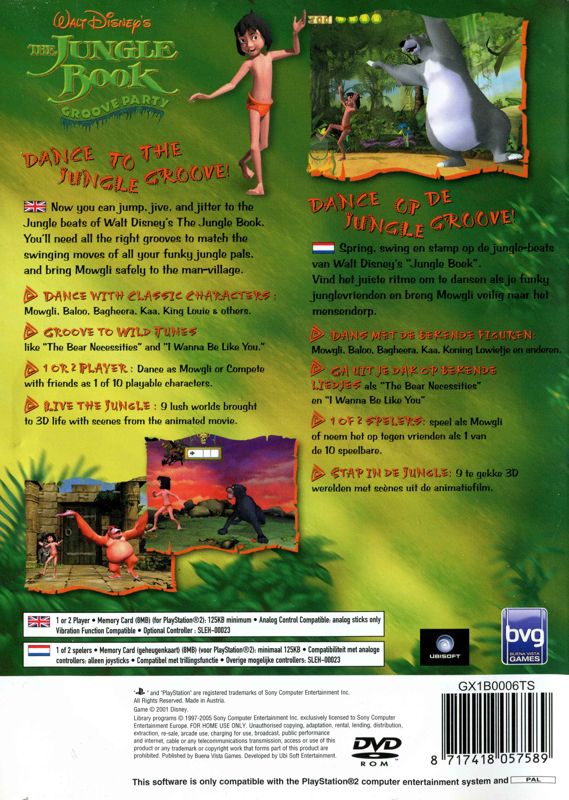 Back Cover for Walt Disney's The Jungle Book: Rhythm n' Groove (PlayStation 2)