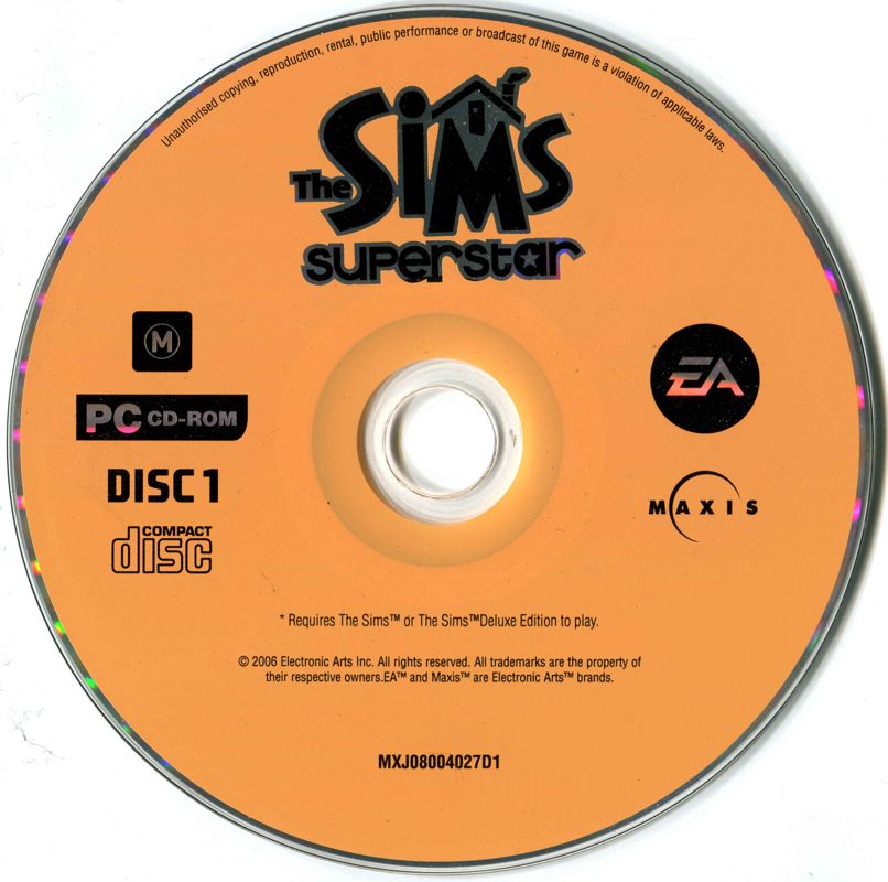 Media for The Sims: Superstar (Windows) (Re-release): Disc 1
