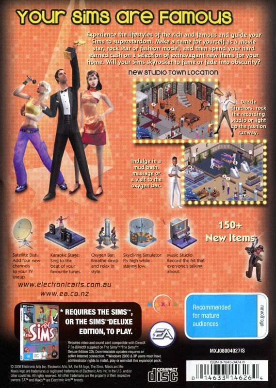 Back Cover for The Sims: Superstar (Windows) (Re-release)