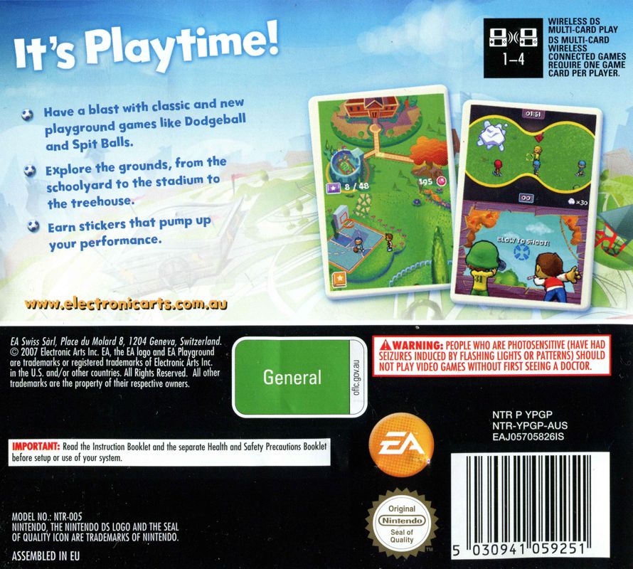 Back Cover for EA Playground (Nintendo DS)