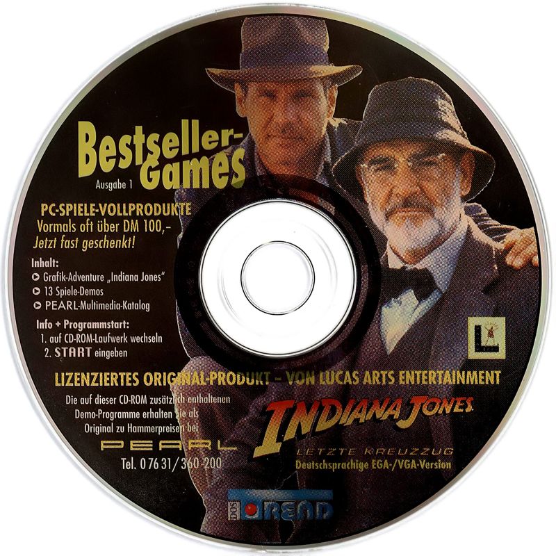 Media for Indiana Jones and the Last Crusade: The Graphic Adventure (DOS) (Covermount BestSeller Games #01 (First Edition))