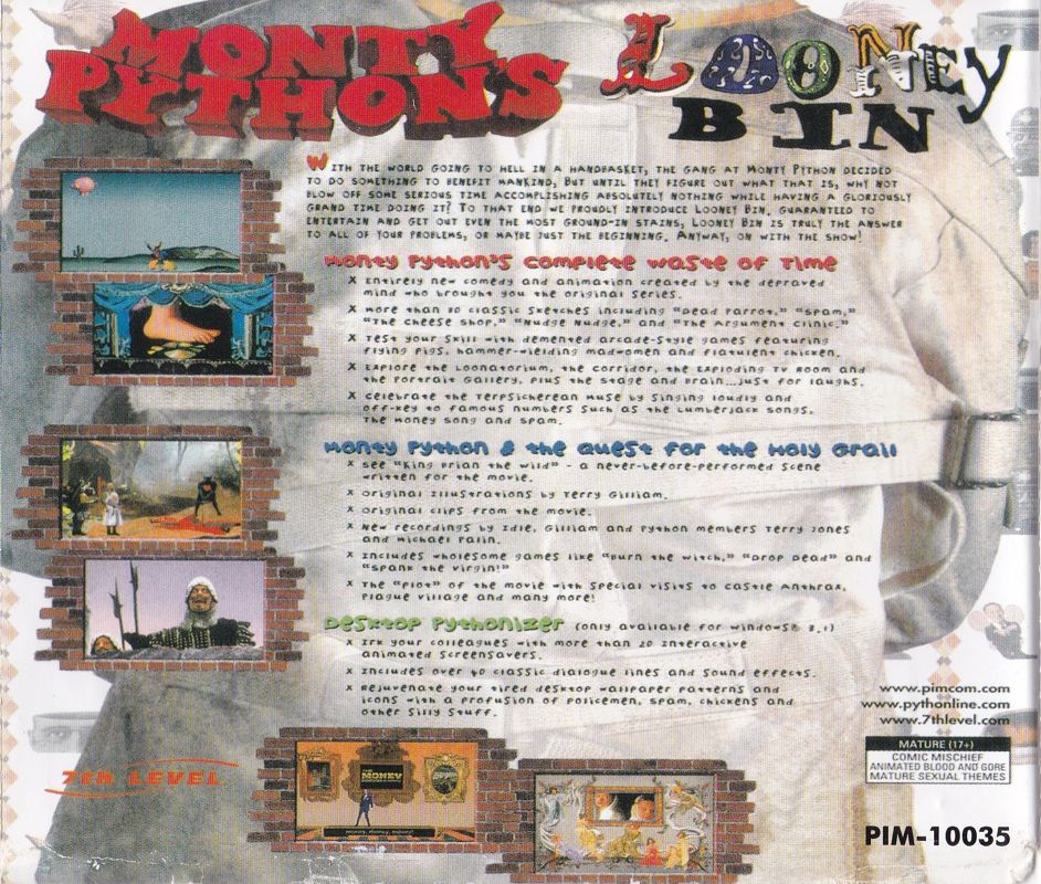 Monty Python's Looney Bin cover or packaging material - MobyGames