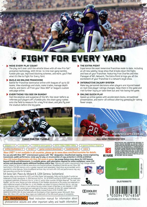 Madden NFL 10 cover or packaging material - MobyGames