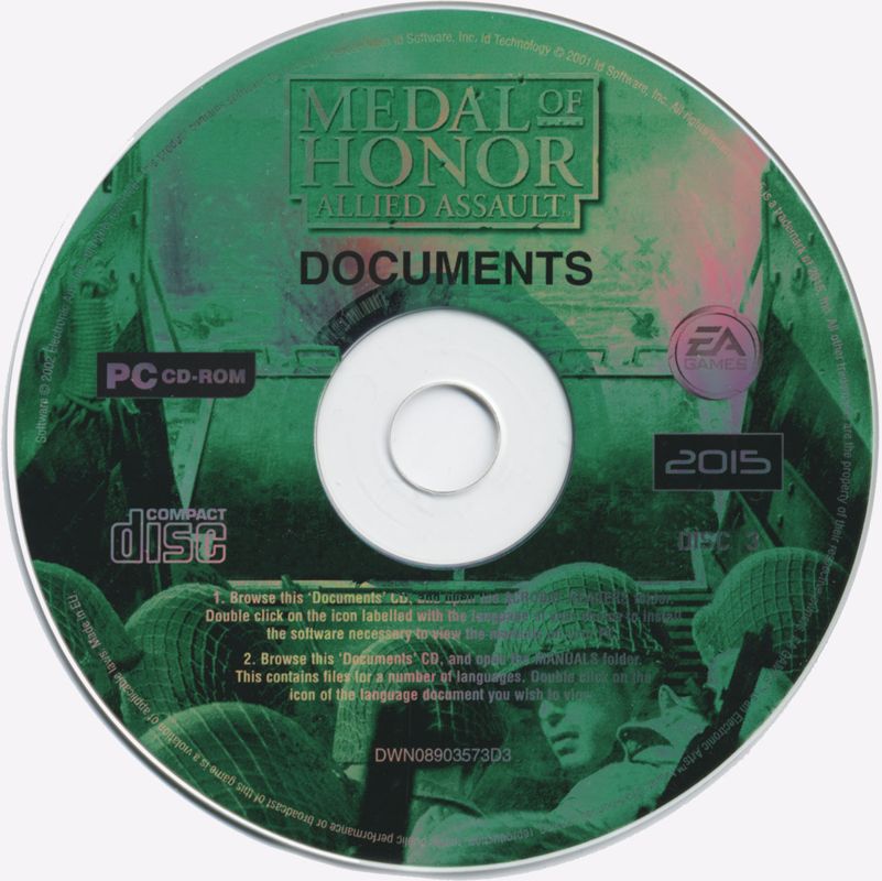 Extras for Medal of Honor: Allied Assault (Windows): Manuals disc