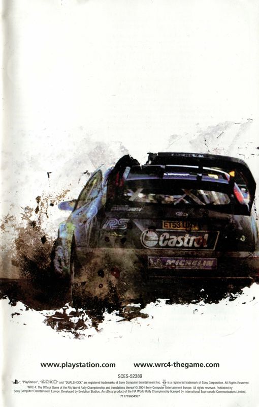 Manual for WRC 4: The Official Game of the FIA World Rally Championship (PlayStation 2): Back