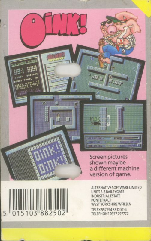 Back Cover for Oink! (ZX Spectrum)
