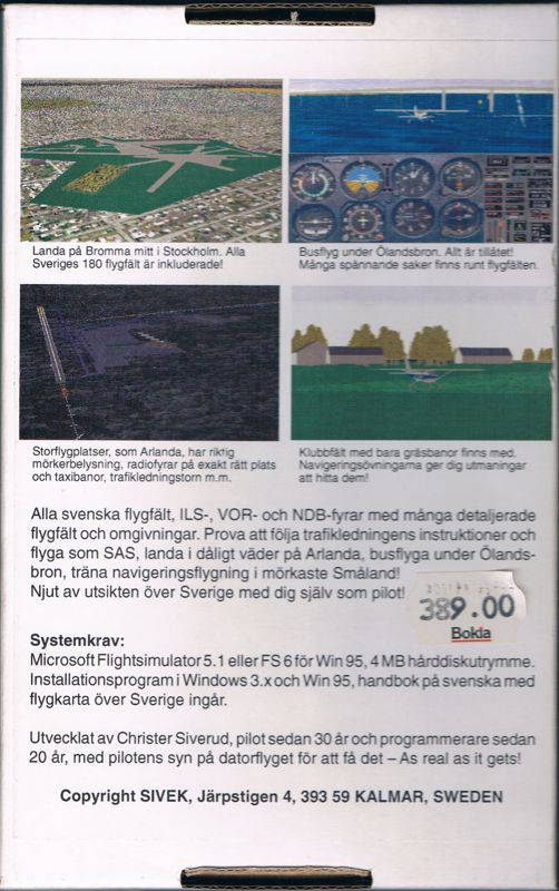 Back Cover for Svenska Flygfält (DOS and Windows)