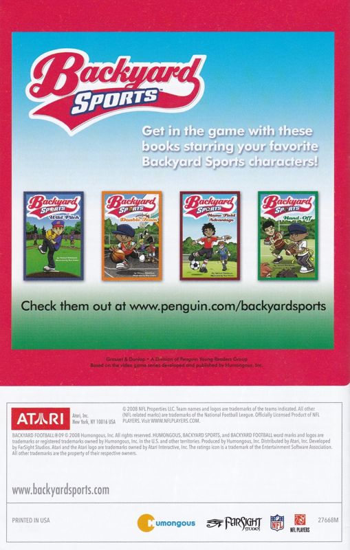 Manual for Backyard Football '09 (Wii): Back