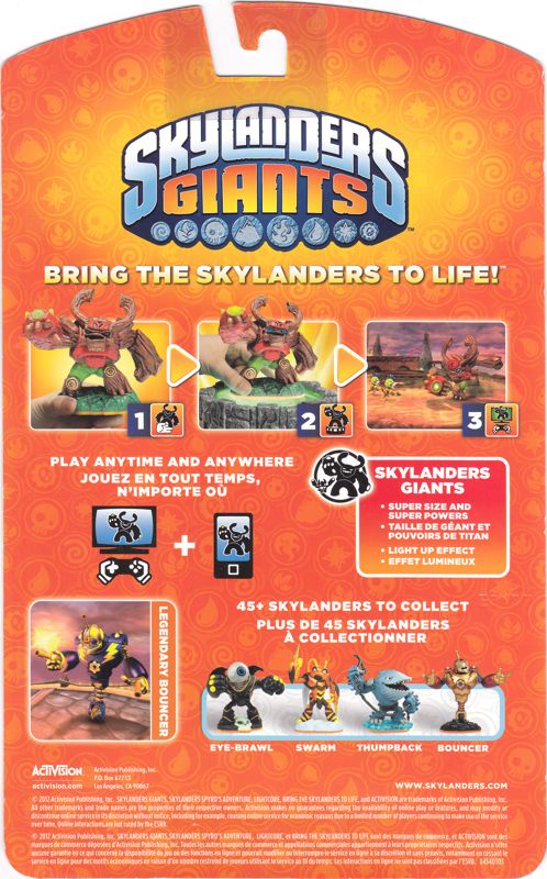 Back Cover for Skylanders Giants: Legendary Bouncer (Nintendo 3DS and PlayStation 3 and Wii and Wii U and Xbox 360)