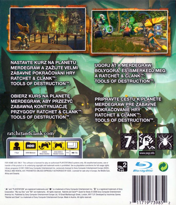 Back Cover for Ratchet & Clank Future: Quest for Booty (PlayStation 3)
