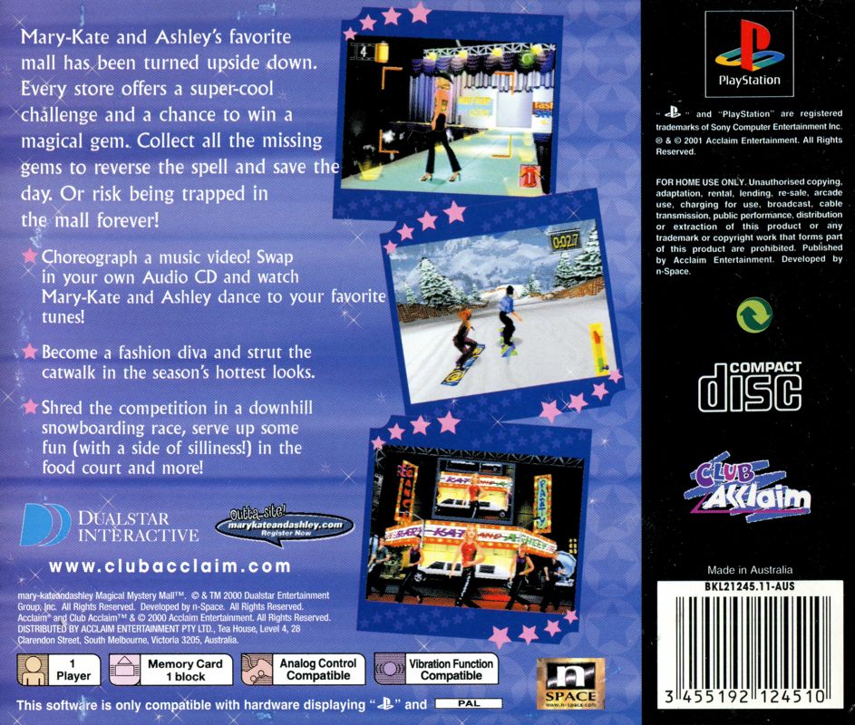 Back Cover for Mary-Kate and Ashley: Magical Mystery Mall (PlayStation)