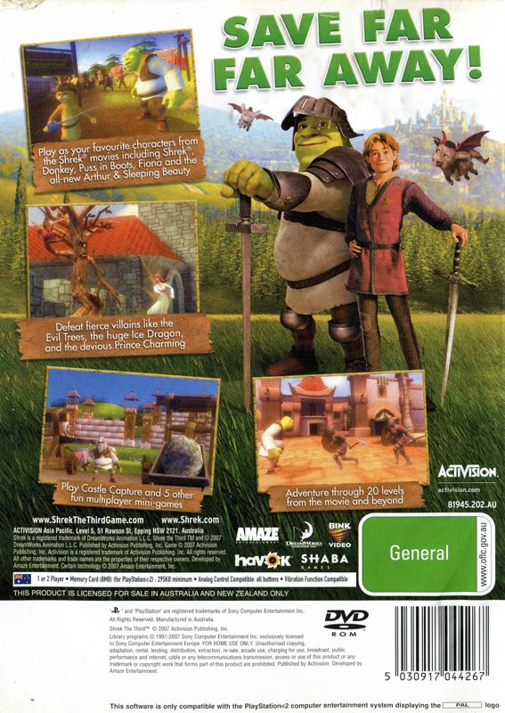 Back Cover for Shrek the Third (PlayStation 2)