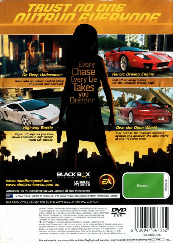 Back Cover for Need for Speed: Undercover (PlayStation 2)