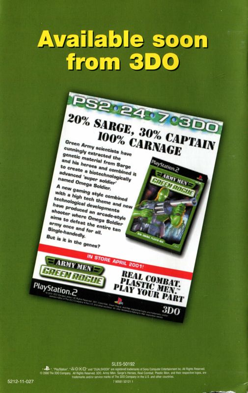 Manual for Army Men: Sarge's Heroes 2 (PlayStation 2): Back