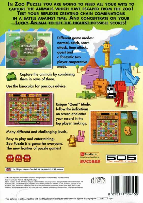 Back Cover for Zoo Keeper (PlayStation 2)