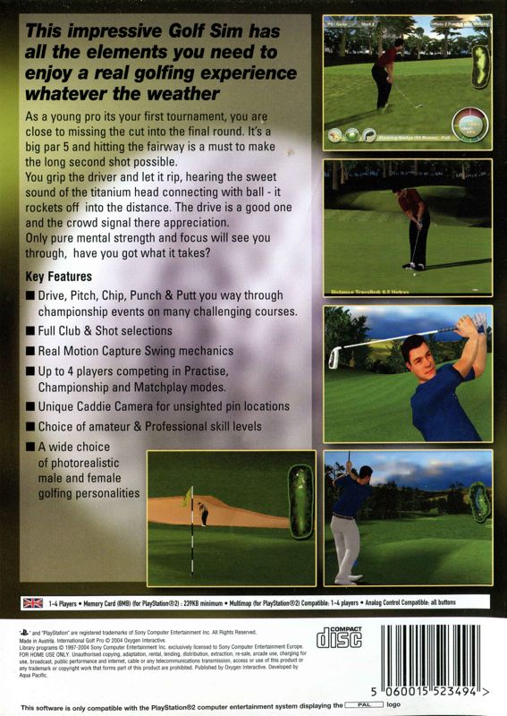 Back Cover for International Golf Pro (PlayStation 2)