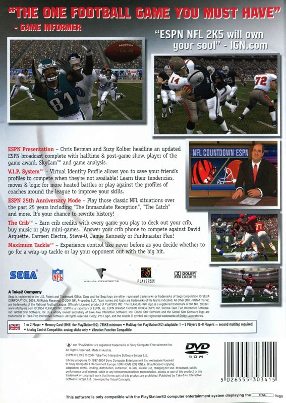 espn nfl 2k5 - playstation 2 (limited) 