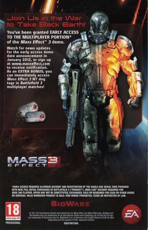 Advertisement for Battlefield 3: Limited Edition (Xbox 360): Gun Club ad - back