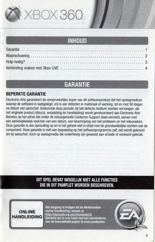 Reference Card for Battlefield 3: Limited Edition (Xbox 360): Warranty card - front