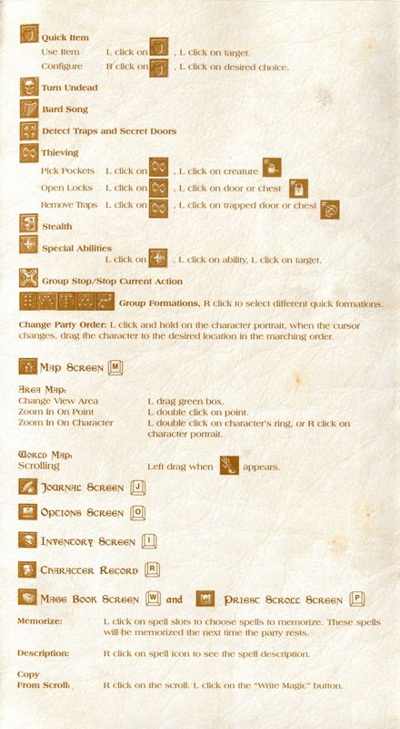 Reference Card for Baldur's Gate: Tales of the Sword Coast (Windows): Right