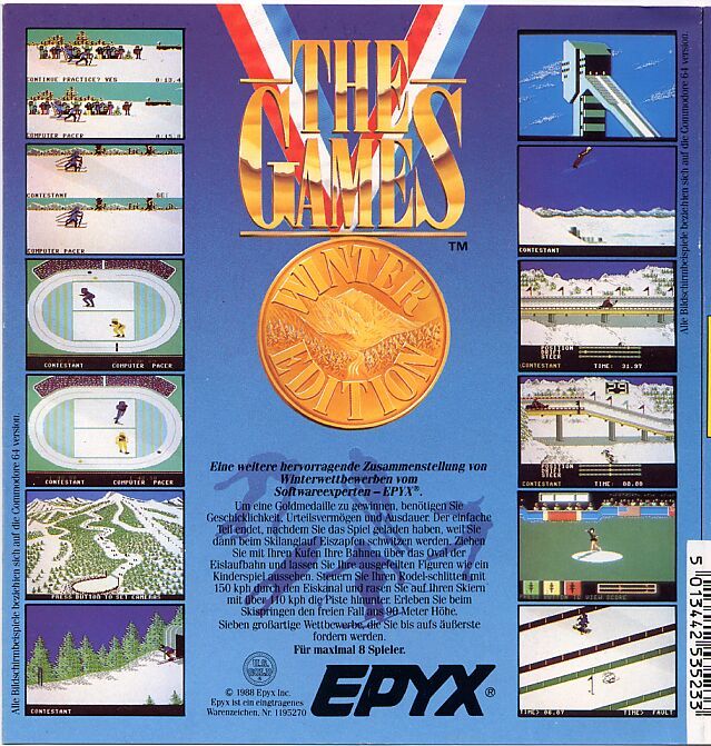 Back Cover for The Games: Winter Edition (Commodore 64) (plastic box)
