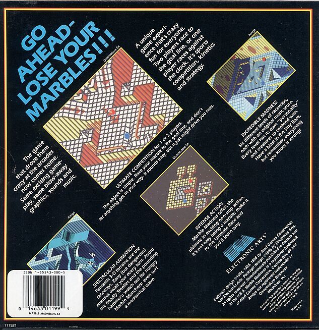 Back Cover for Marble Madness (Commodore 64)