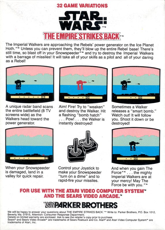 Back Cover for Star Wars: The Empire Strikes Back (Atari 2600)