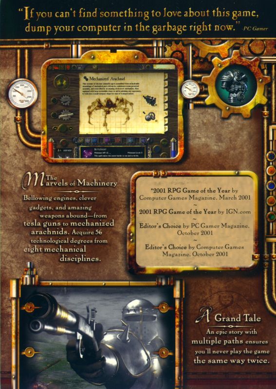 Inside Cover for Arcanum: Of Steamworks & Magick Obscura (Windows) (Re-release): Right