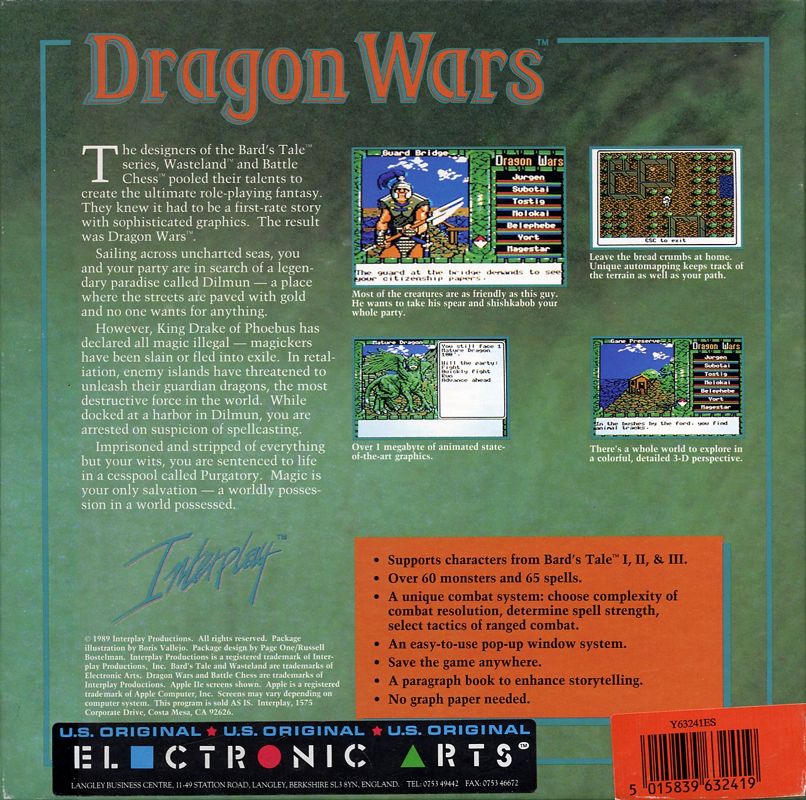 Back Cover for Dragon Wars (Commodore 64)