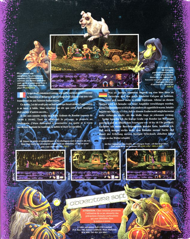 Back Cover for Simon the Sorcerer (DOS) (3,5" disc release)