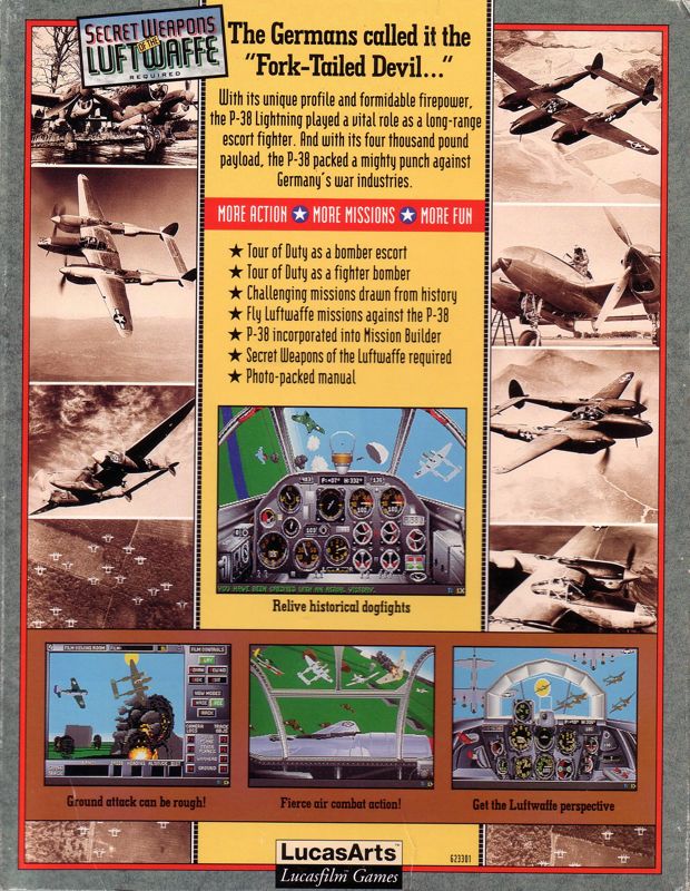 Back Cover for P-38 Lightning Tour of Duty (DOS)