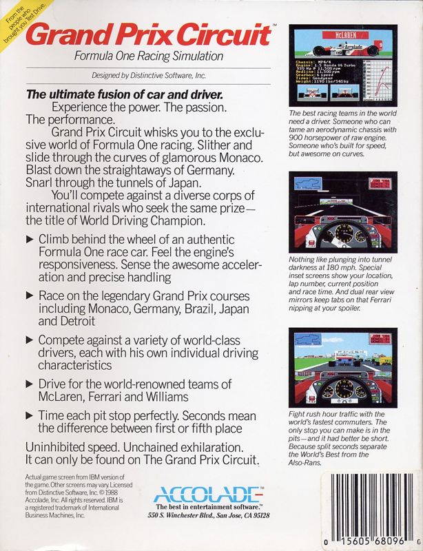 Back Cover for Grand Prix Circuit (DOS)