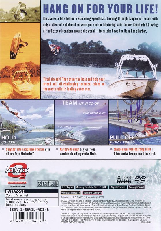 Back Cover for Wakeboarding Unleashed featuring Shaun Murray (PlayStation 2)