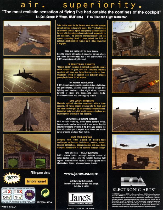 Back Cover for Jane's Combat Simulations: F-15 (Windows)