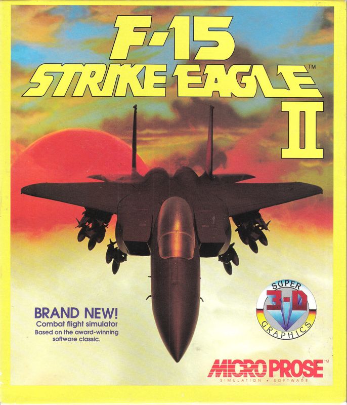 Front Cover for F-15 Strike Eagle II (DOS) (5.25" Floppy Disk version, 1990 release)
