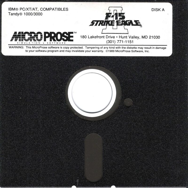 Media for F-15 Strike Eagle II (DOS) (5.25" Floppy Disk version, 1990 release): Disk A/B