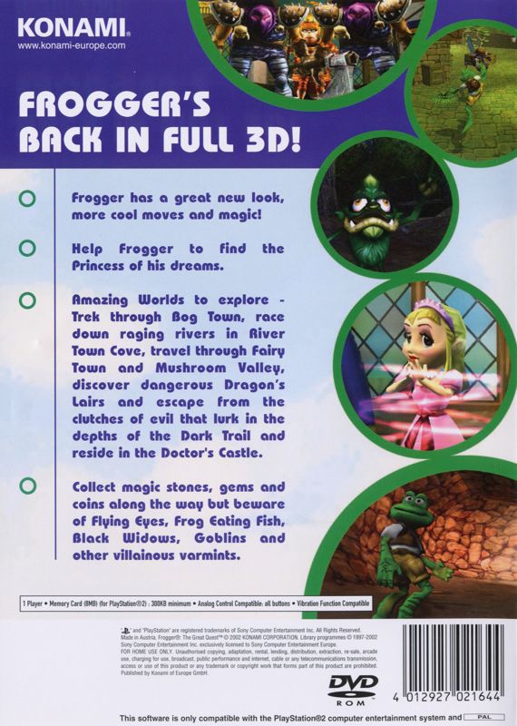 Back Cover for Frogger: The Great Quest (PlayStation 2)