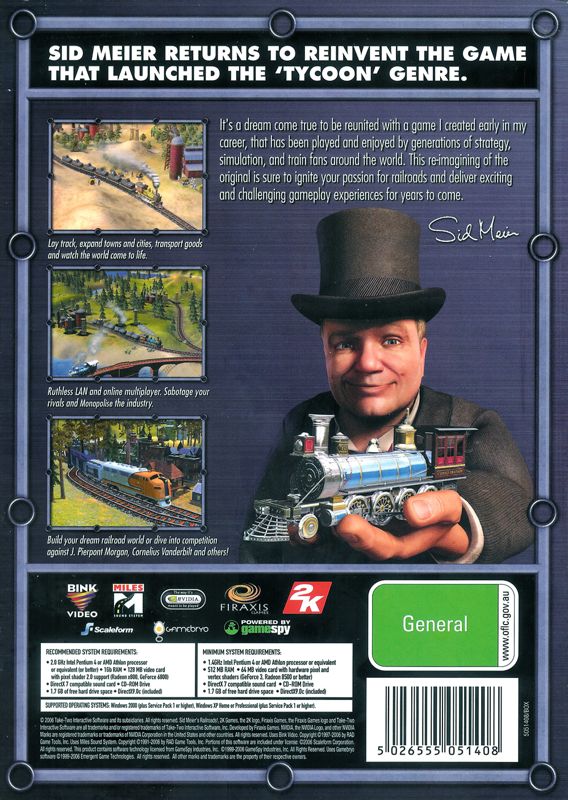 Back Cover for Sid Meier's Railroads! (Windows)
