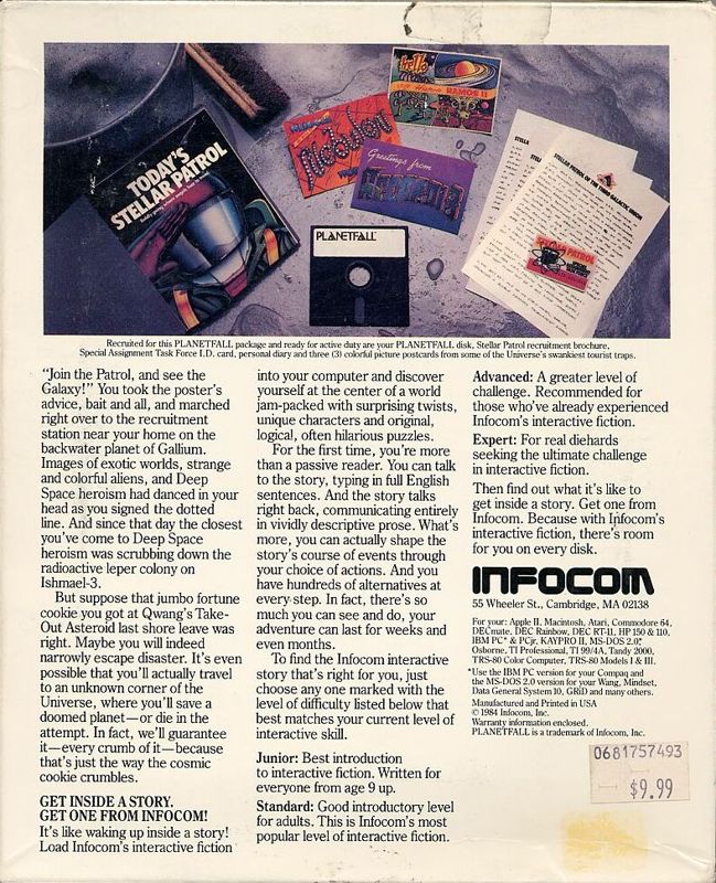 Back Cover for Planetfall (Commodore 64)