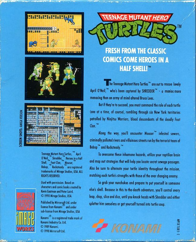 Back Cover for Teenage Mutant Ninja Turtles (Commodore 64)