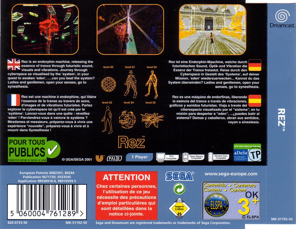 Back Cover for Rez (Dreamcast)