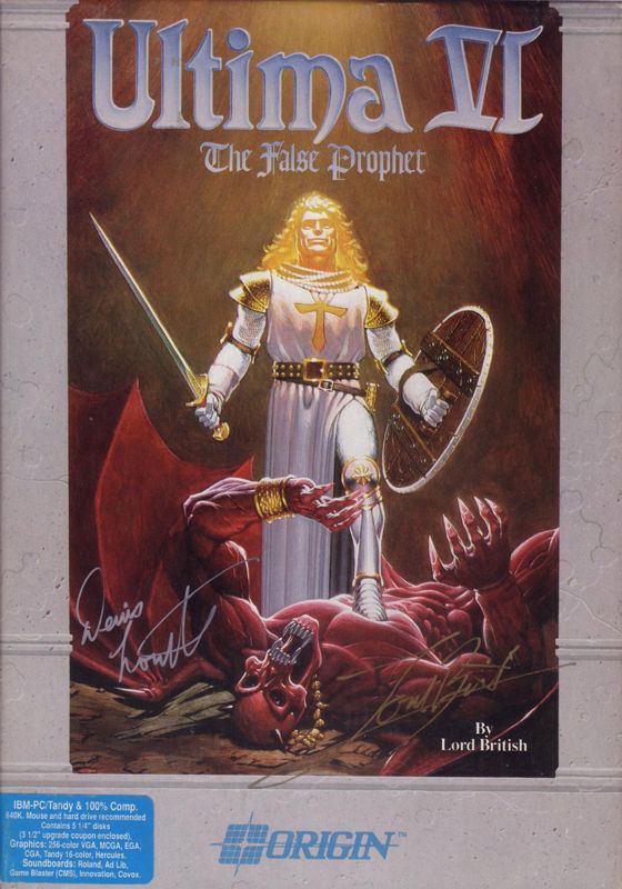 Front Cover for Ultima VI: The False Prophet (DOS) (The Anniversary Issue - Signed by Denis Loubet & Lord British (Richard Garriot)): Signed by Denis Loubet & Lord British
