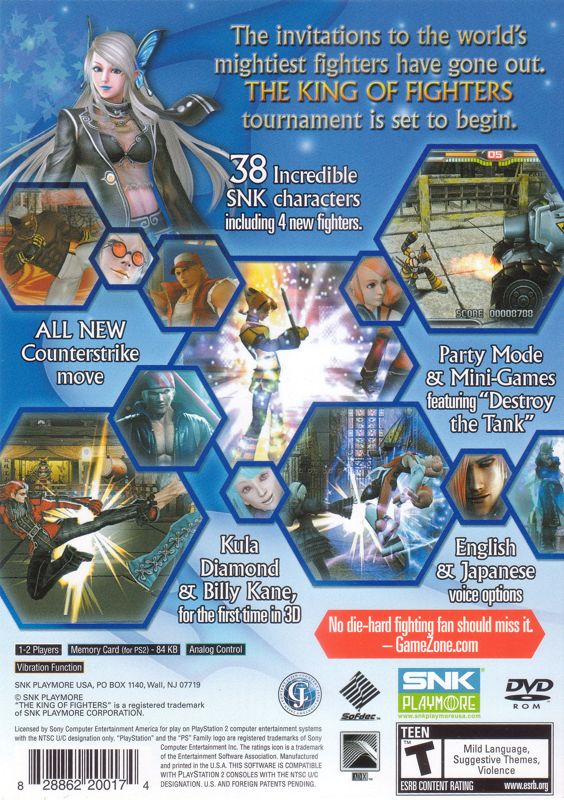 Back Cover for The King of Fighters 2006 (PlayStation 2)
