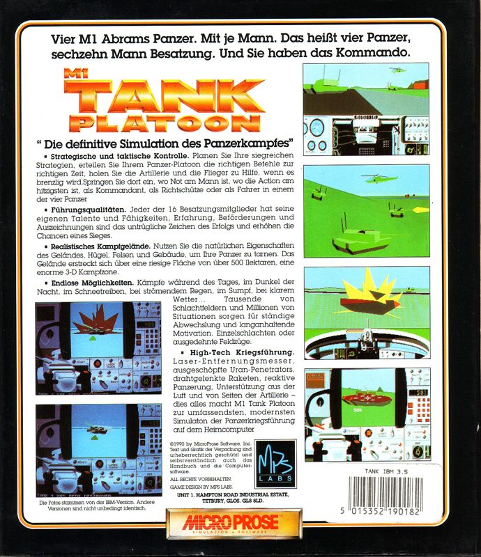 Back Cover for M1 Tank Platoon (DOS)
