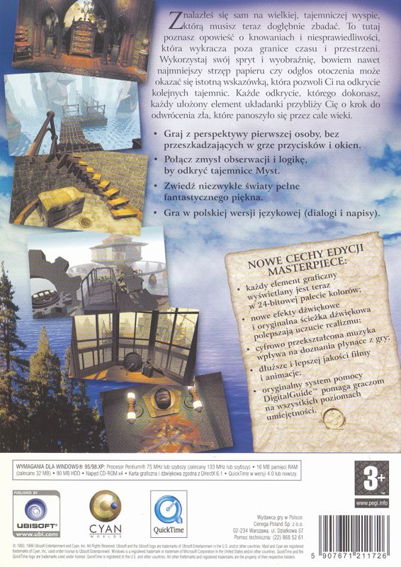 Back Cover for Myst: Masterpiece Edition (Windows) (Przykręcona Cena (Twisted Price) release)
