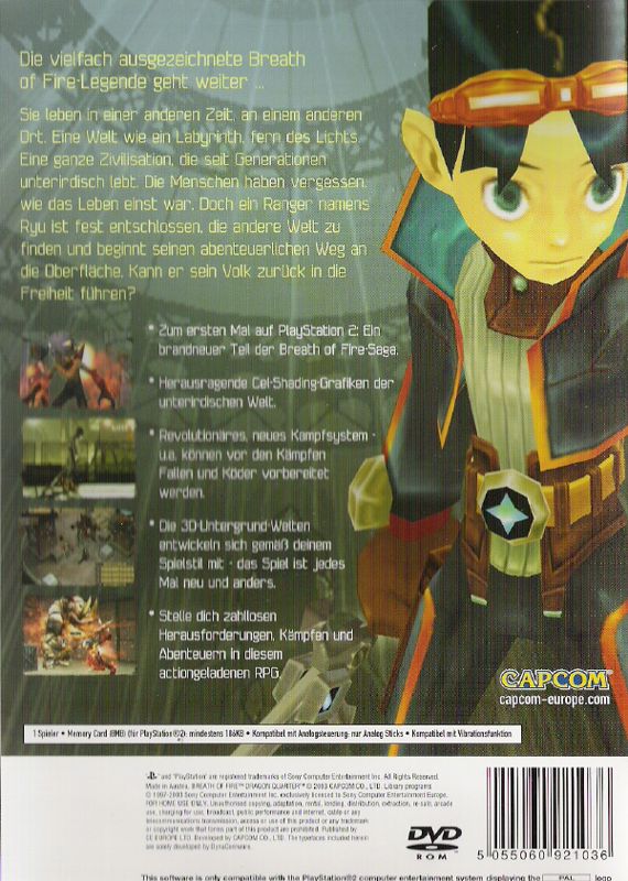 Back Cover for Breath of Fire: Dragon Quarter (PlayStation 2)