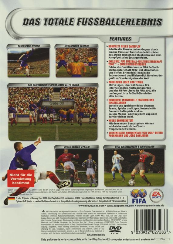Back Cover for FIFA Soccer 2002: Major League Soccer (PlayStation 2)