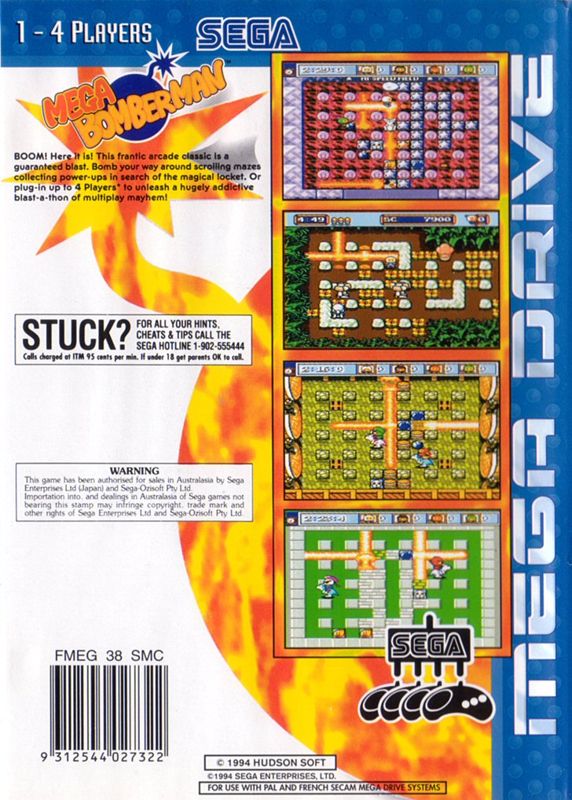 Back Cover for Mega Bomberman (Genesis)