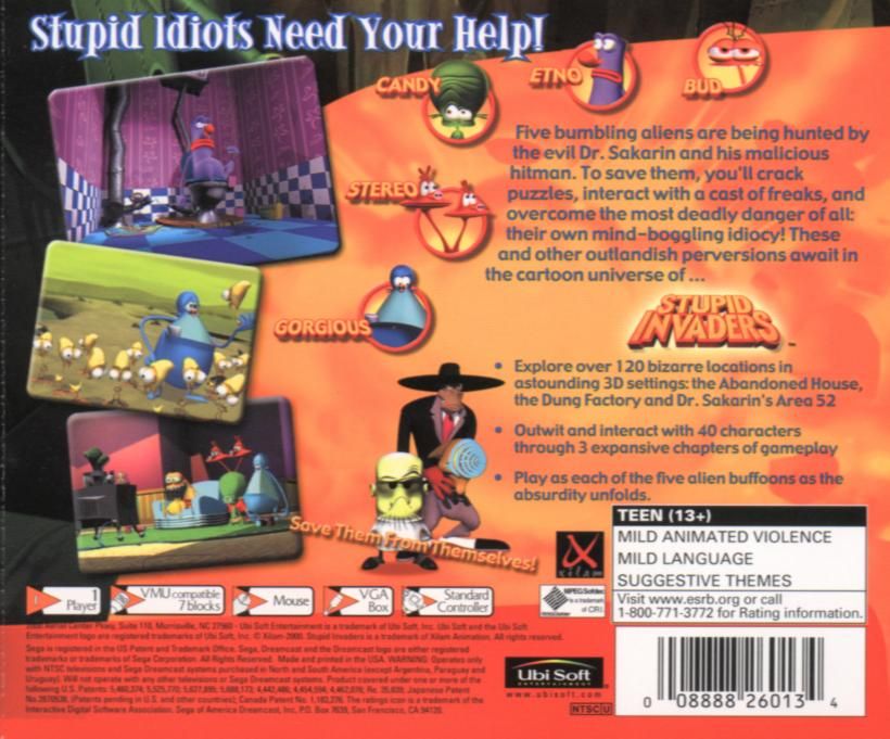 Back Cover for Stupid Invaders (Dreamcast)